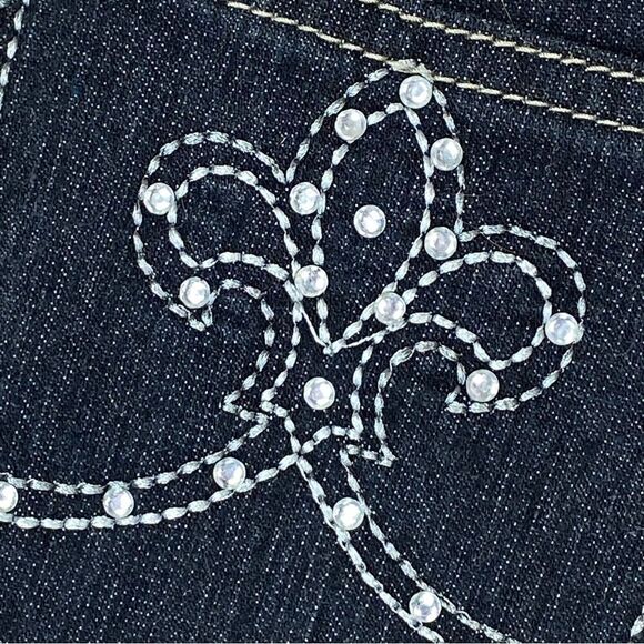 Blu Rein Rhinestone Embellished Low Rise Skinny Jeans Blue Juniors 5 - Picture 7 of 11